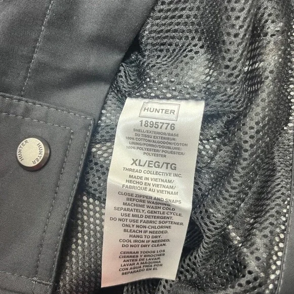 Hunter Ladies Water Resistant Cotton Smock Jacket Black XL Hooded Drawstring - Picture 6 of 6